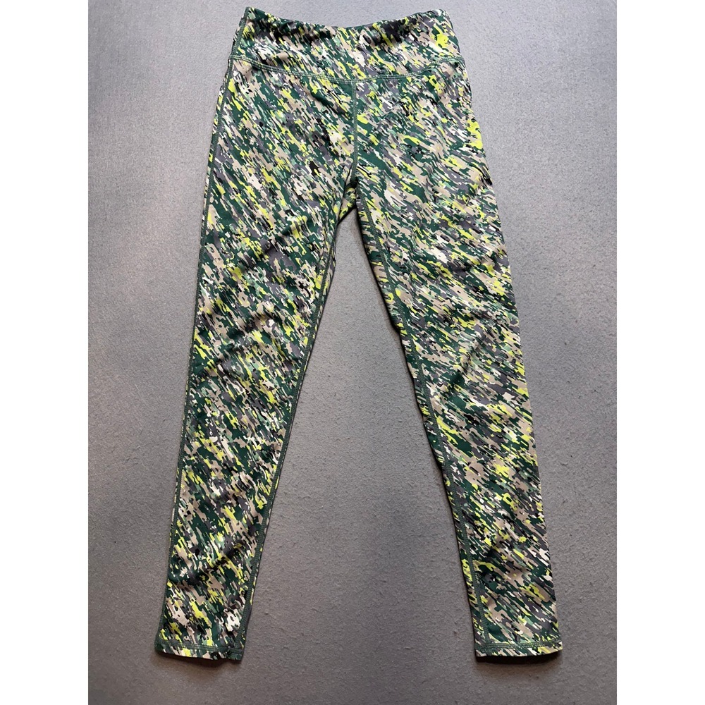 Zella Girl Green Yellow Digital Camo Print Active Leggings Girls Large 10/12-142